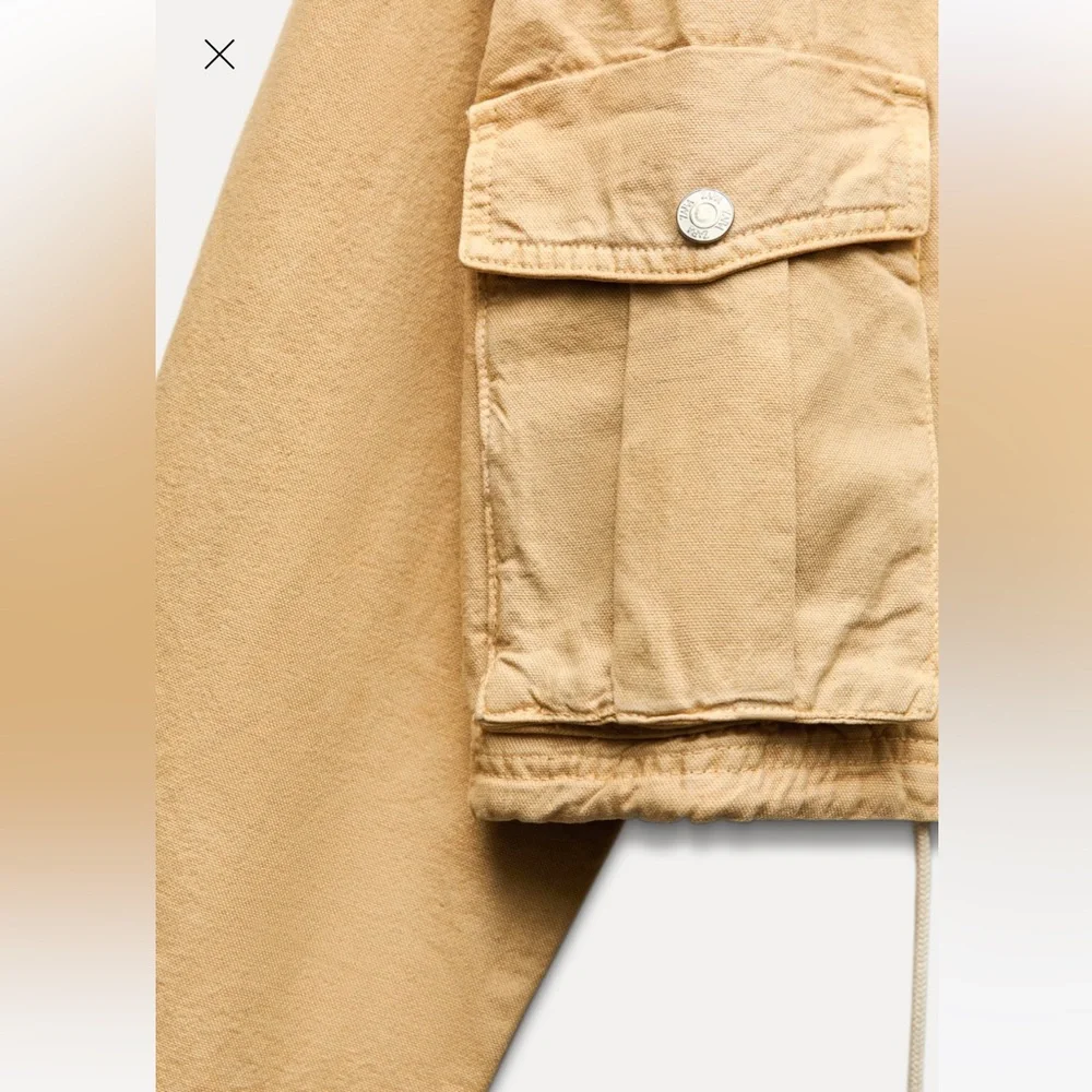 ZARA CONTRASTING COLLAR CROP JACKET XS 5520/071 BARN CHORE COAT FALL VIRAL - Picture 7 of 12